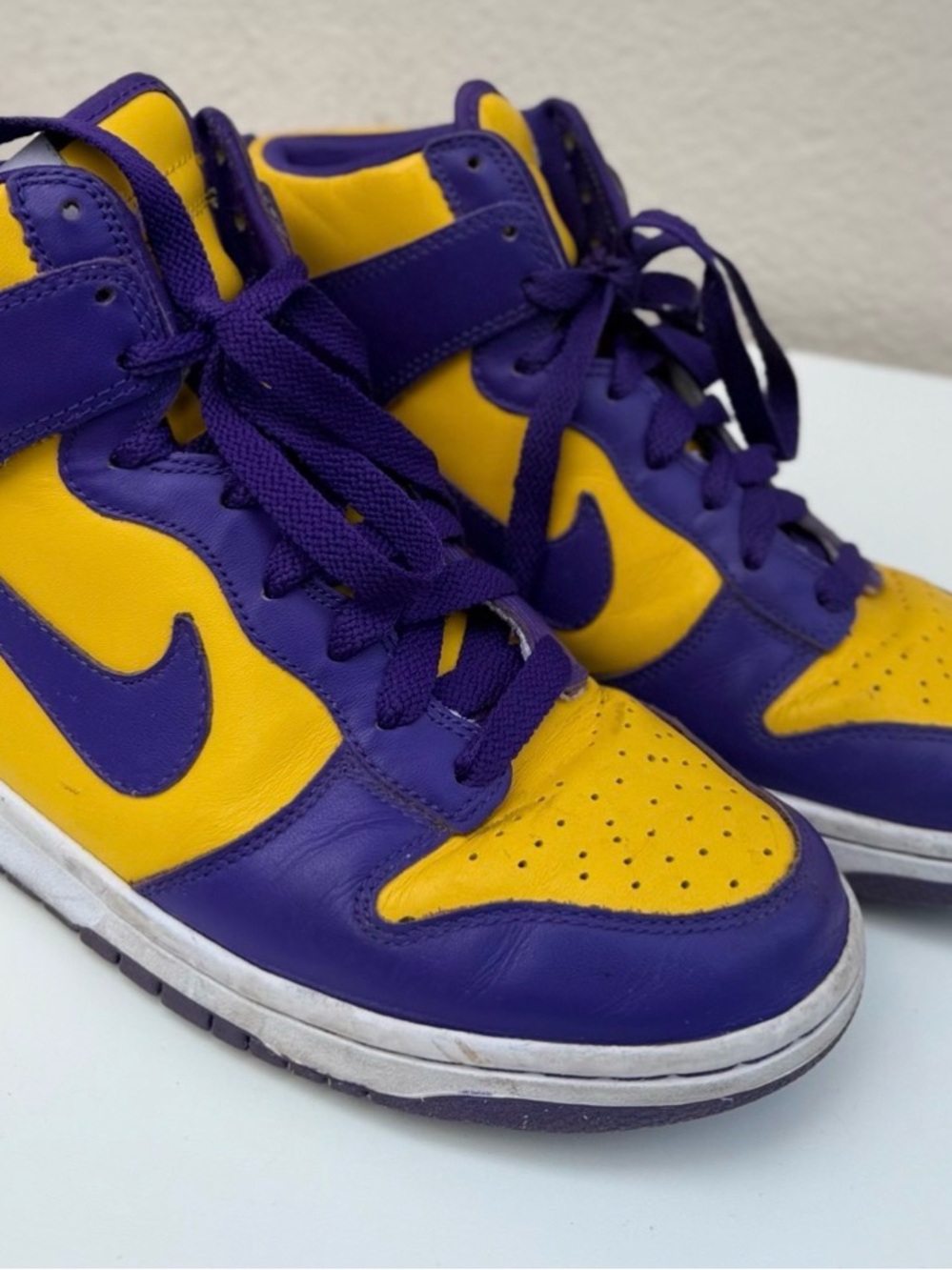 Purple and Yellow High-Top Sneakers - Nike